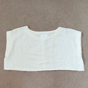 Mable Ivory Oversized Boxy Crop Top - Size S/M